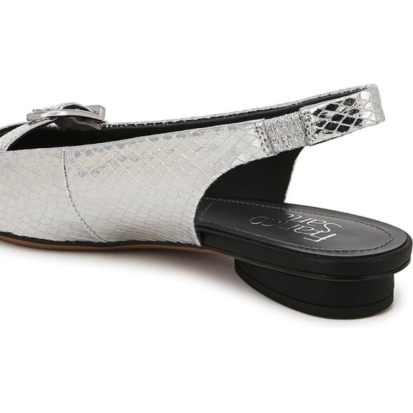 NEW Franco Sarto Shoes Silver Metallic Snakeskin Pattern Party Heels Slingbacks - Picture 7 of 10